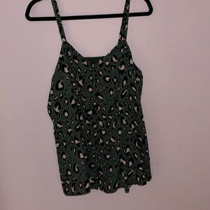 Green leopard blouse with adjustable straps